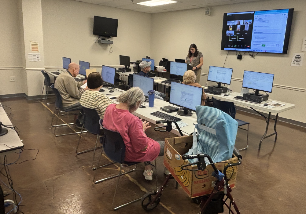 Senior Employment Program participants in the classroom, learning digital skills.